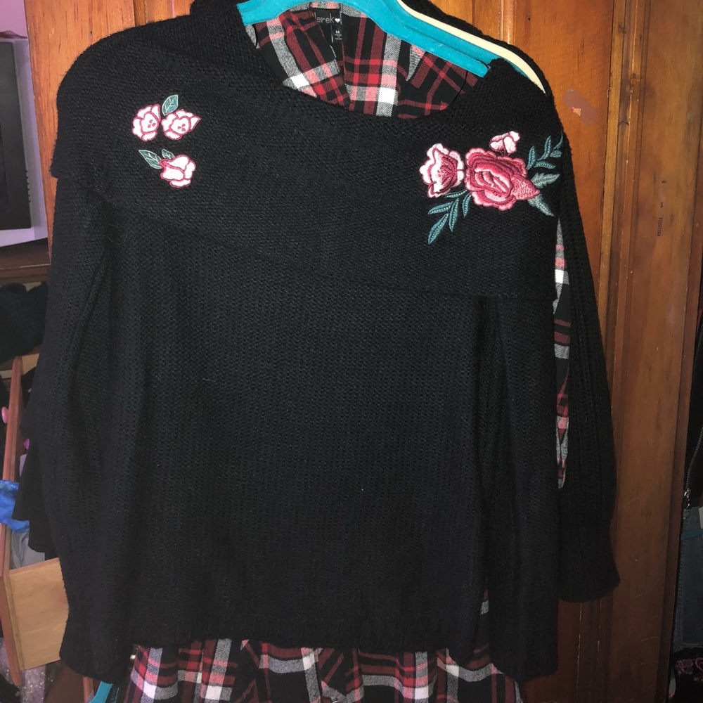 Floral embroidered off the shoulder sweater